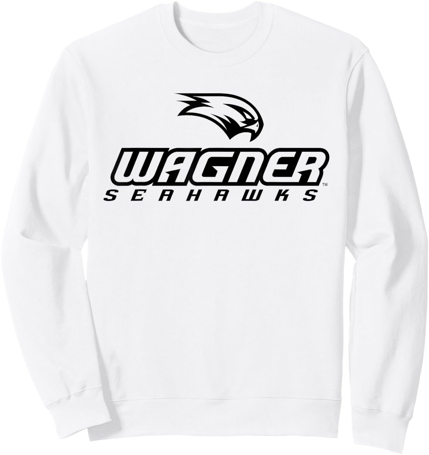 Wagner College Seahawks Stacked One Colour Logo Sweatshirt - Sweatshirt | White