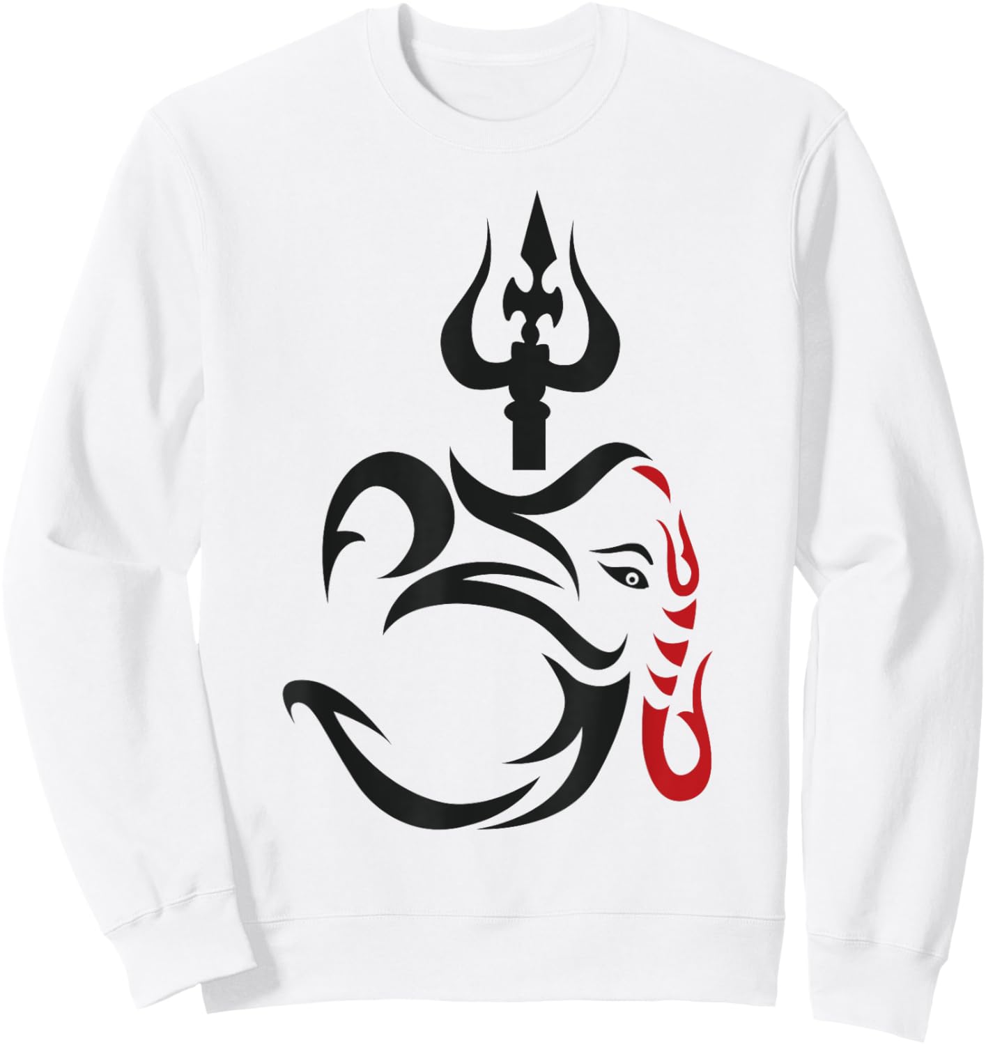 OM-Ganesha And Lord Shiva Divine Trident Trishul Sweatshirt - Sweatshirt | White