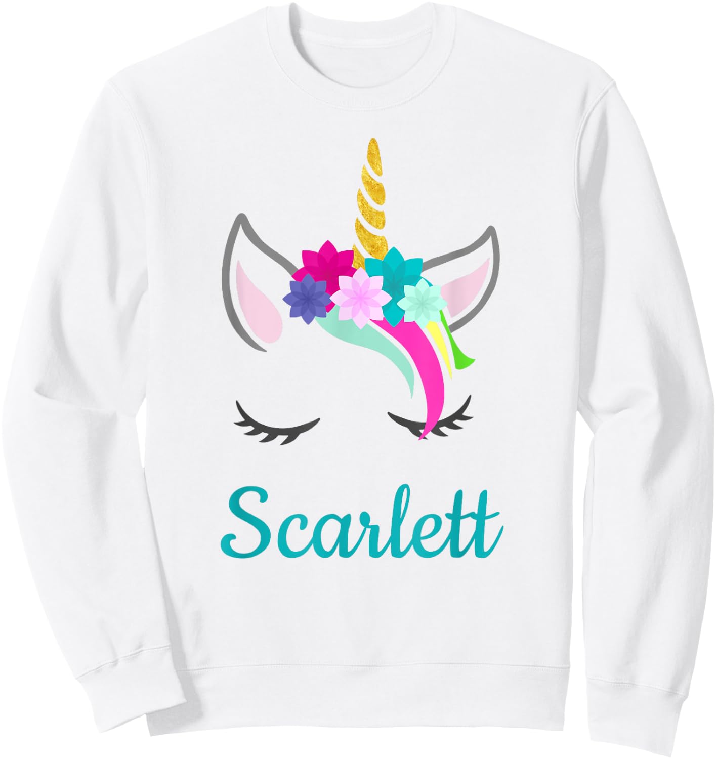 Scarlett Rainbow Unicorn Name Sweatshirt - Sweatshirt | White