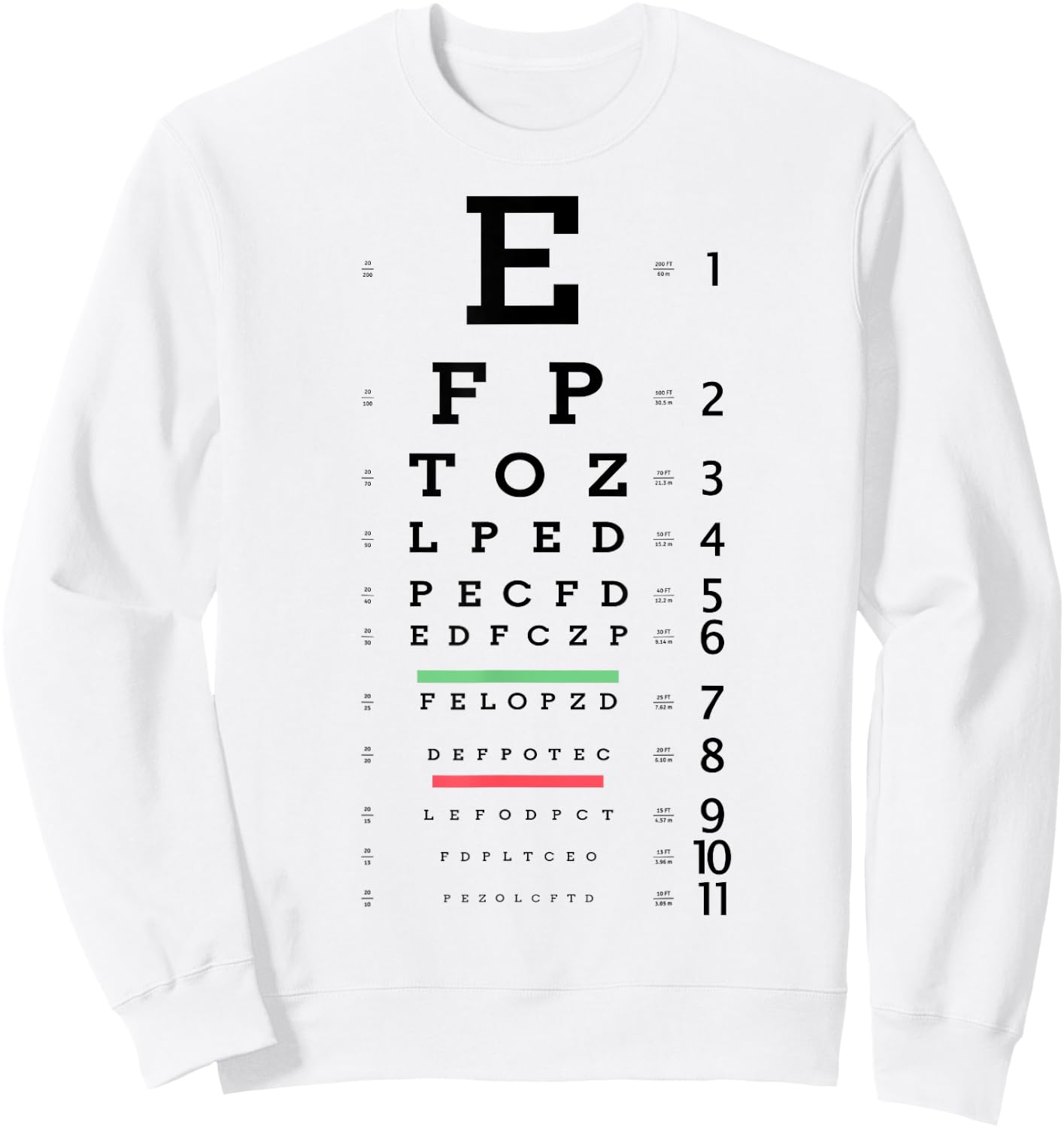 Optometrist Snellen Eye chart Optotype Optometry Eye Doctor Sweatshirt - Sweatshirt | White