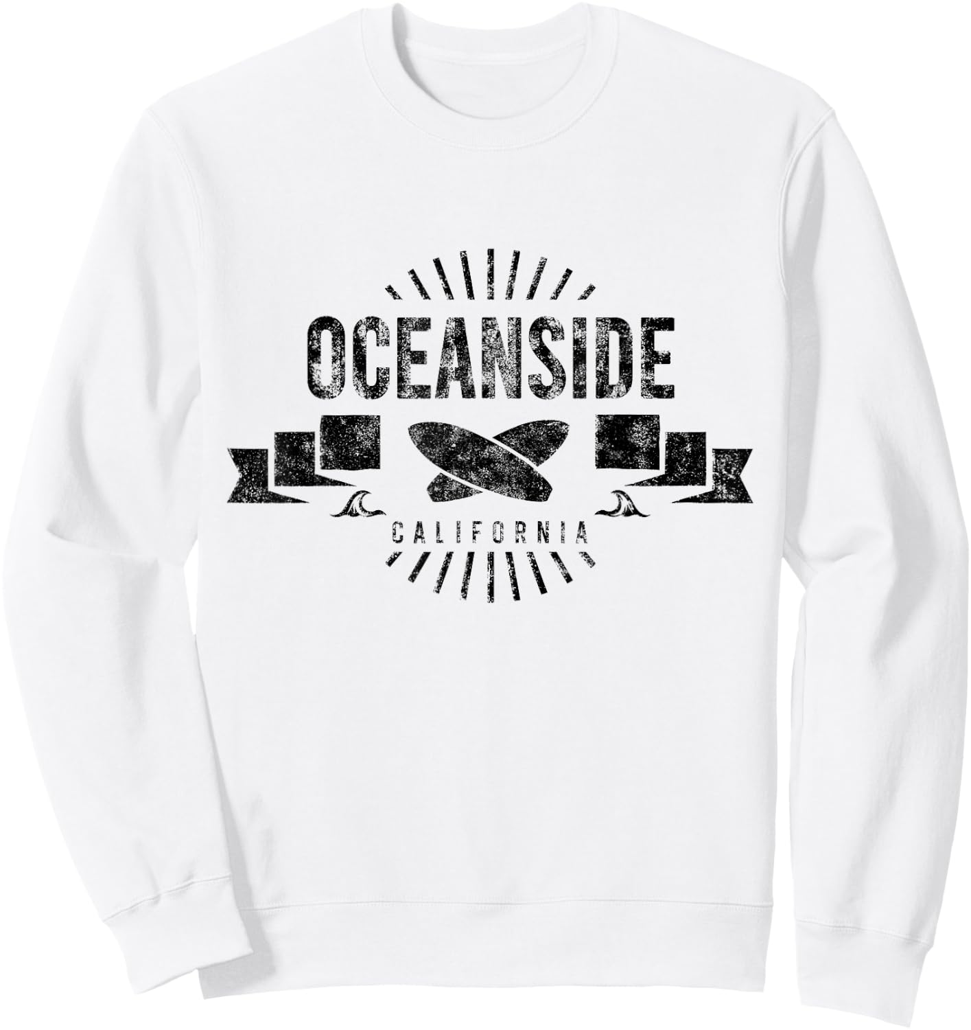 Oceanside CA Surf Cali Vintage Surfing Beach Retro Surfboard Women Kids Sweatshirt - Sweatshirt | White