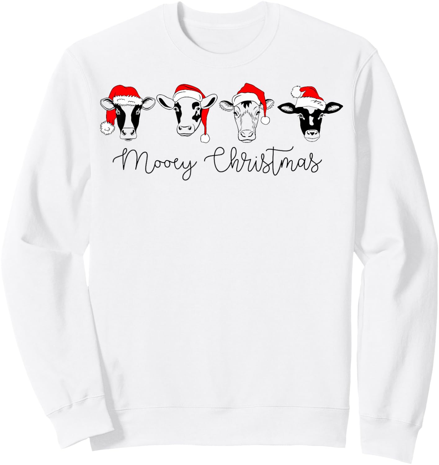 Funny Christmas Cows Mooey Christmas Cute Xmas Cow Sweatshirt - Sweatshirt | White