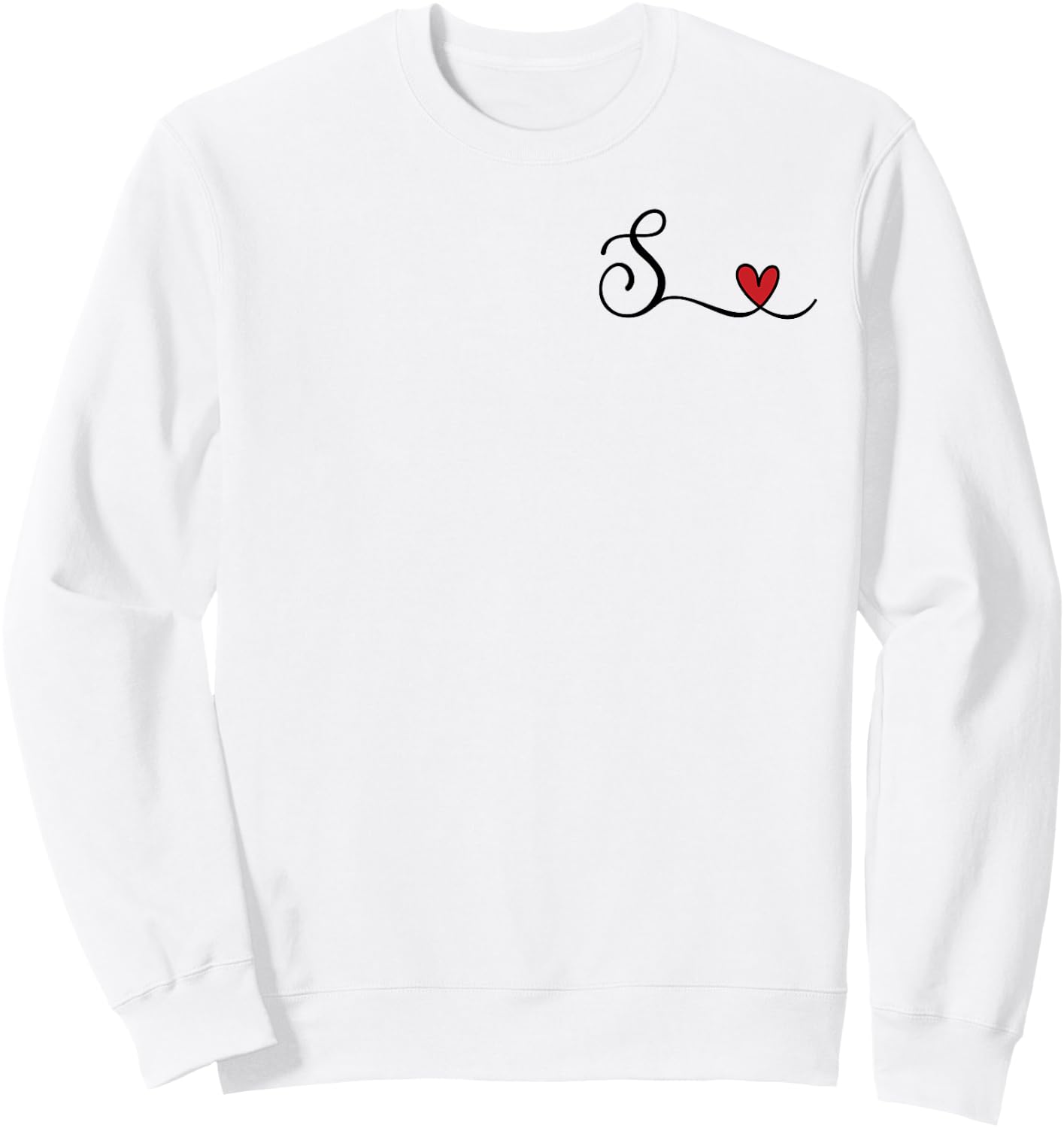 S Initial Heart Monogram Gift Sweatshirt - Sweatshirt | White