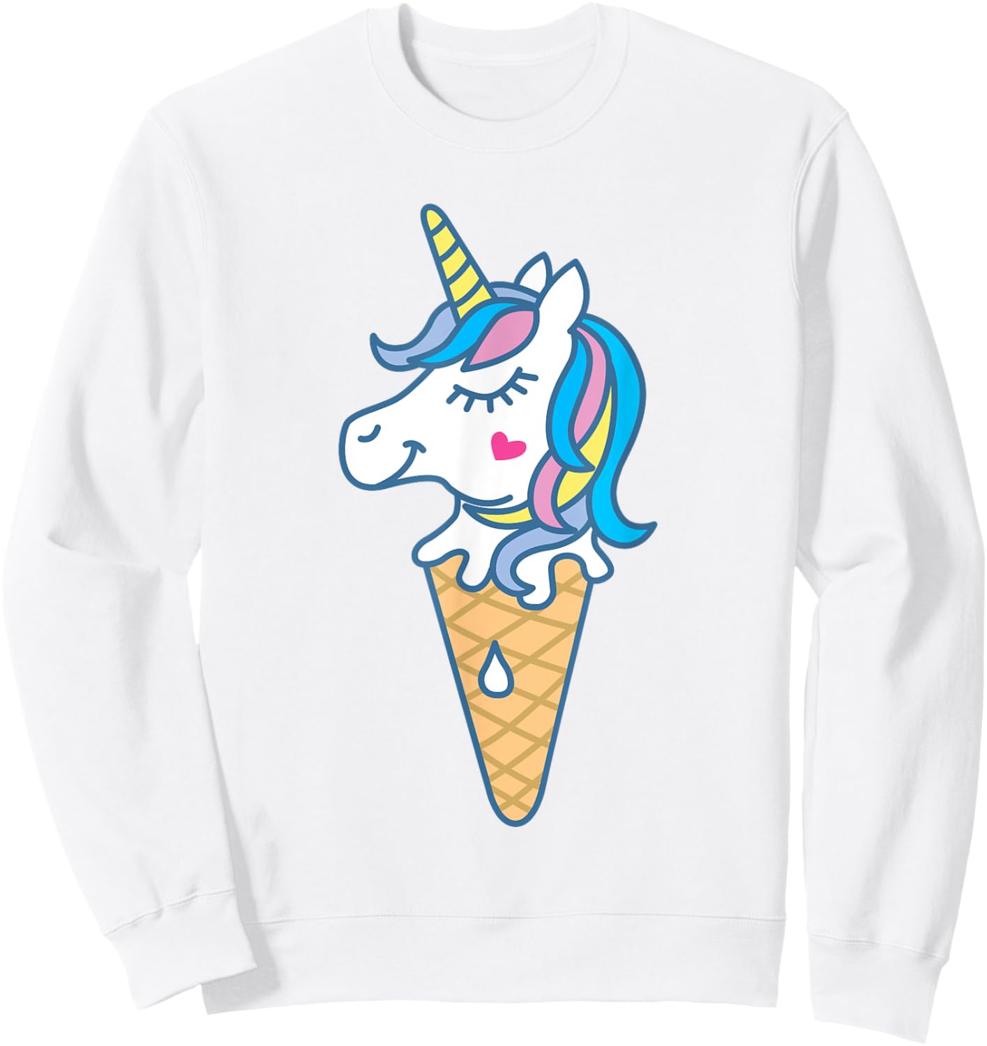 Ice Cream Unicone Art Unicorn Cute Graphic Men Women Kids Sweatshirt - Sweatshirt | White