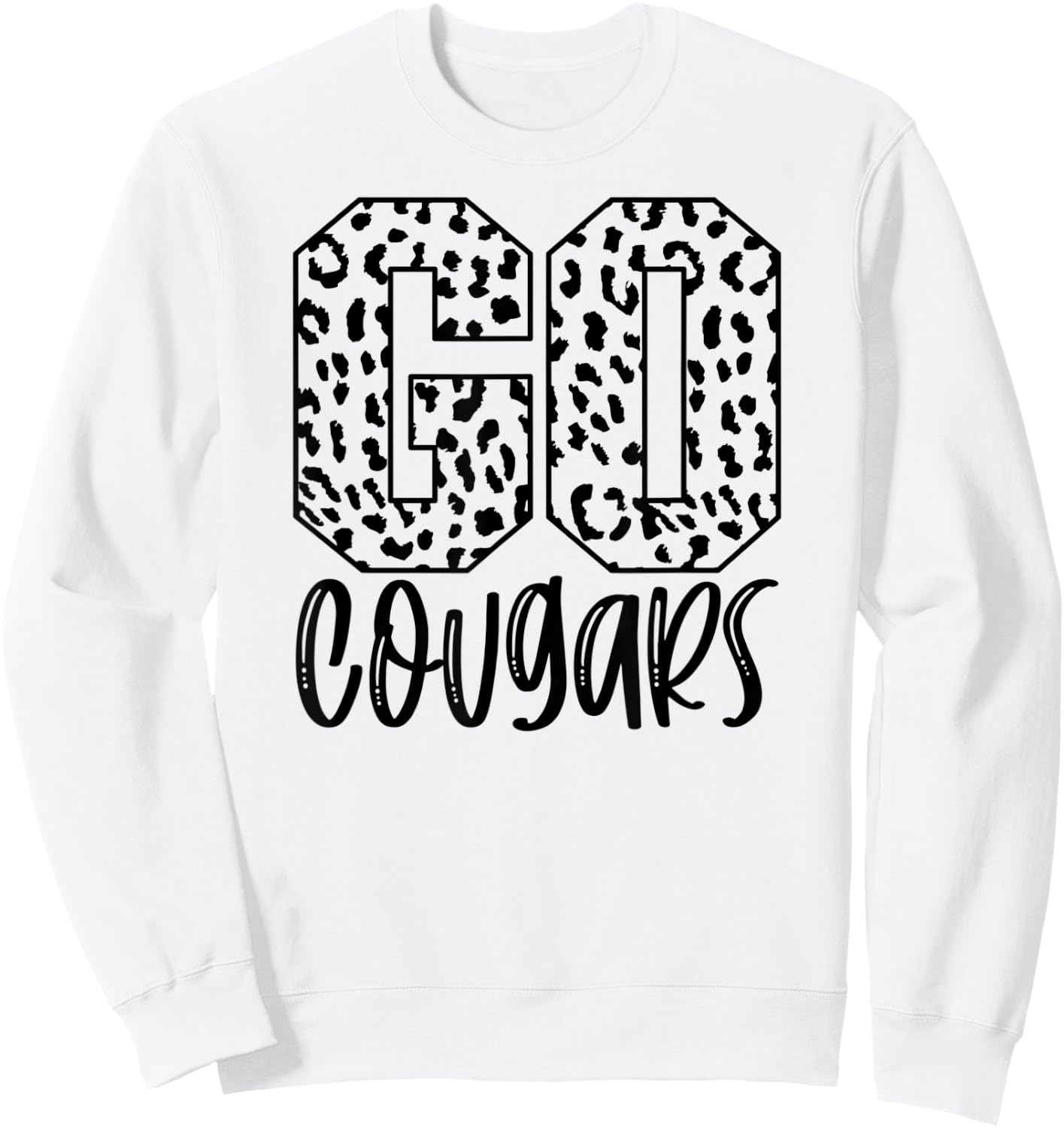 Cougars Team Mascot School Spirit Game Night Leopard Print Sweatshirt - Sweatshirt | White