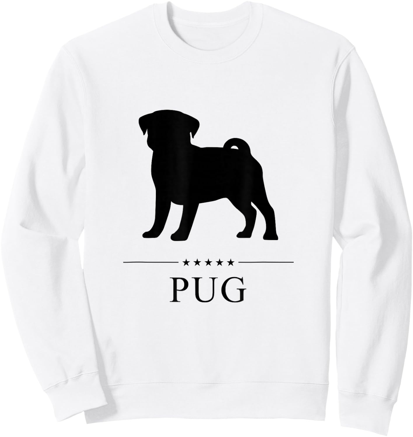 Pug Black Silhouette Sweatshirt - Sweatshirt | White