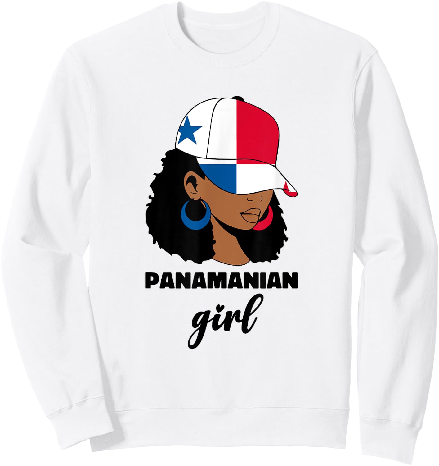 Black Afro Latina Panamanian Girl Women Panama Flag Panameña Sweatshirt - Sweatshirt | White