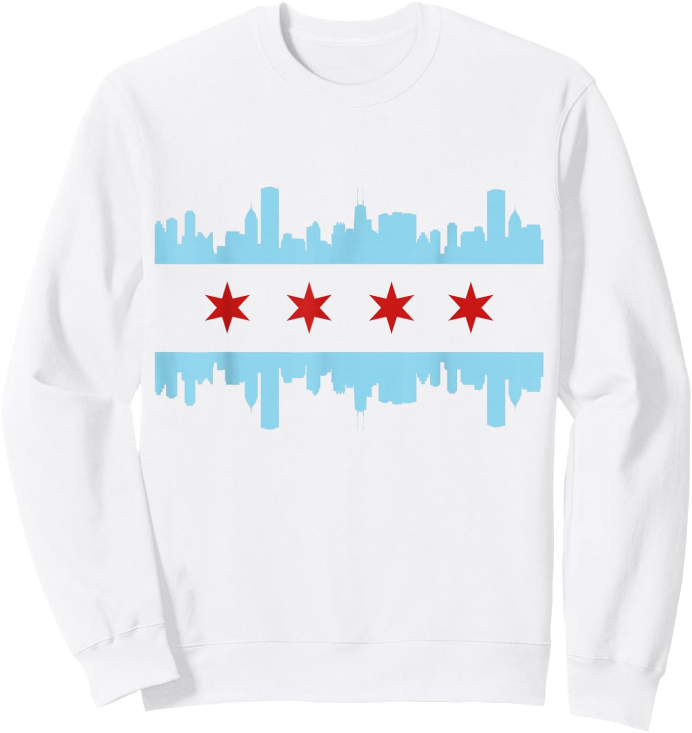 Chicago Flag Skyline Pride Illinois Vintage Sweatshirt - Sweatshirt | White