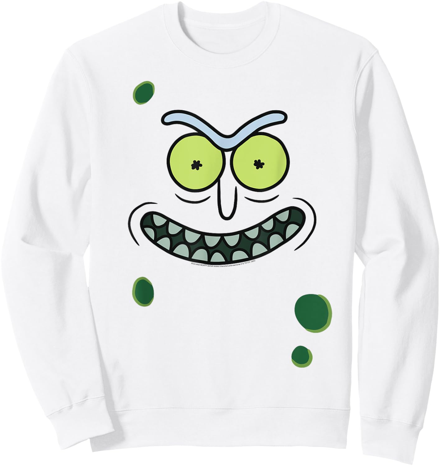 Adult Swim Rick & Morty Pickle Rick Face , Green Sweatshirt - Sweatshirt | White