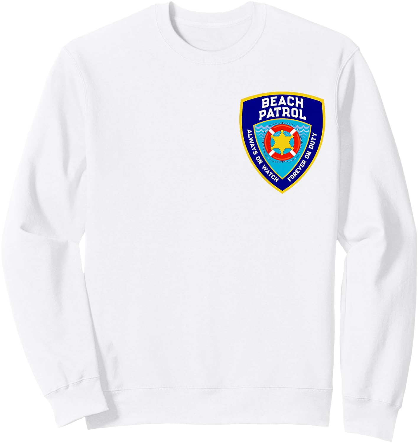 Funny BEACH PATROL Shield On Duty Mermaid Security My Pocket Sweatshirt - Sweatshirt | White