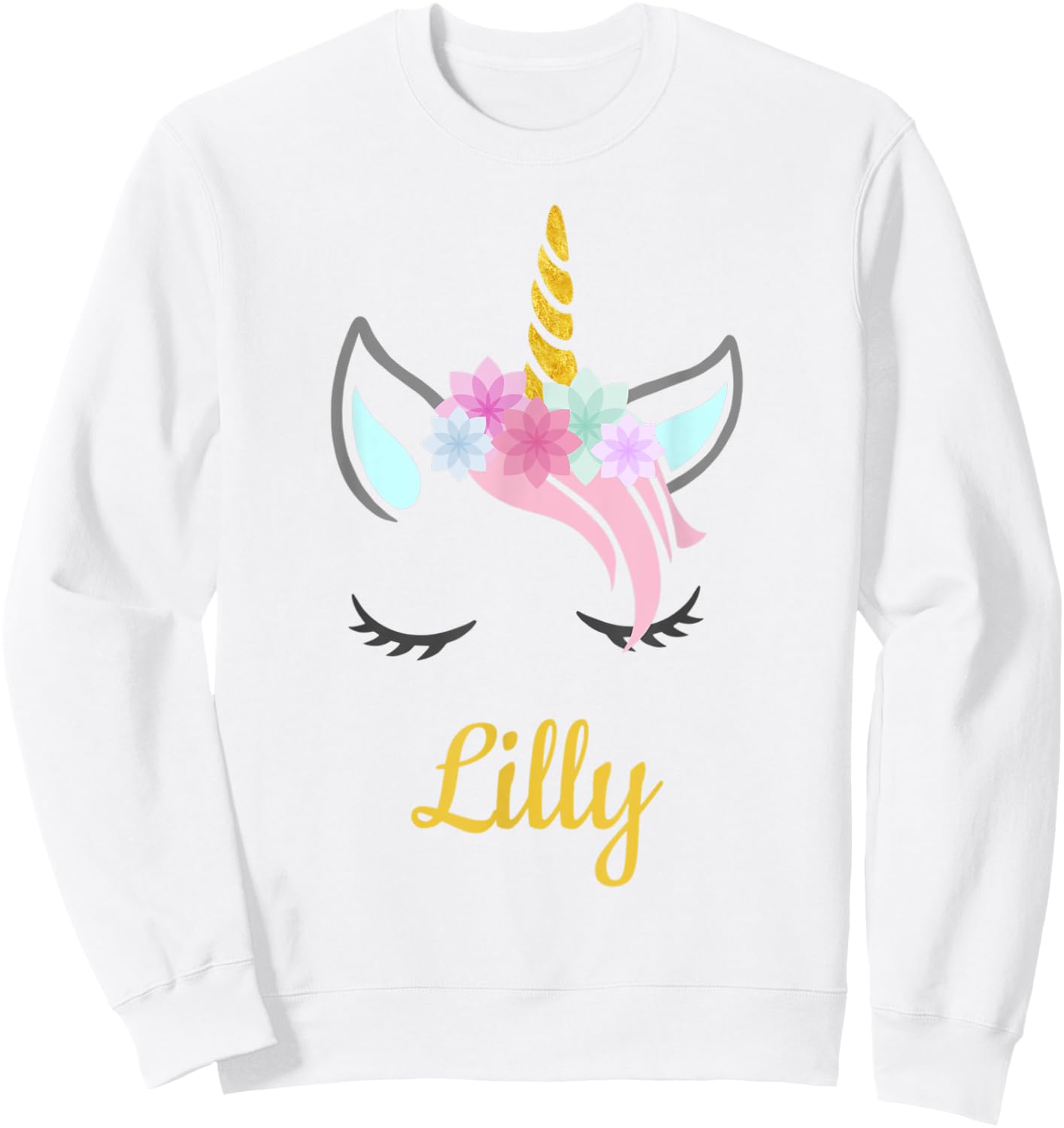 Lilly White Unicorn Name Sweatshirt - Sweatshirt | White
