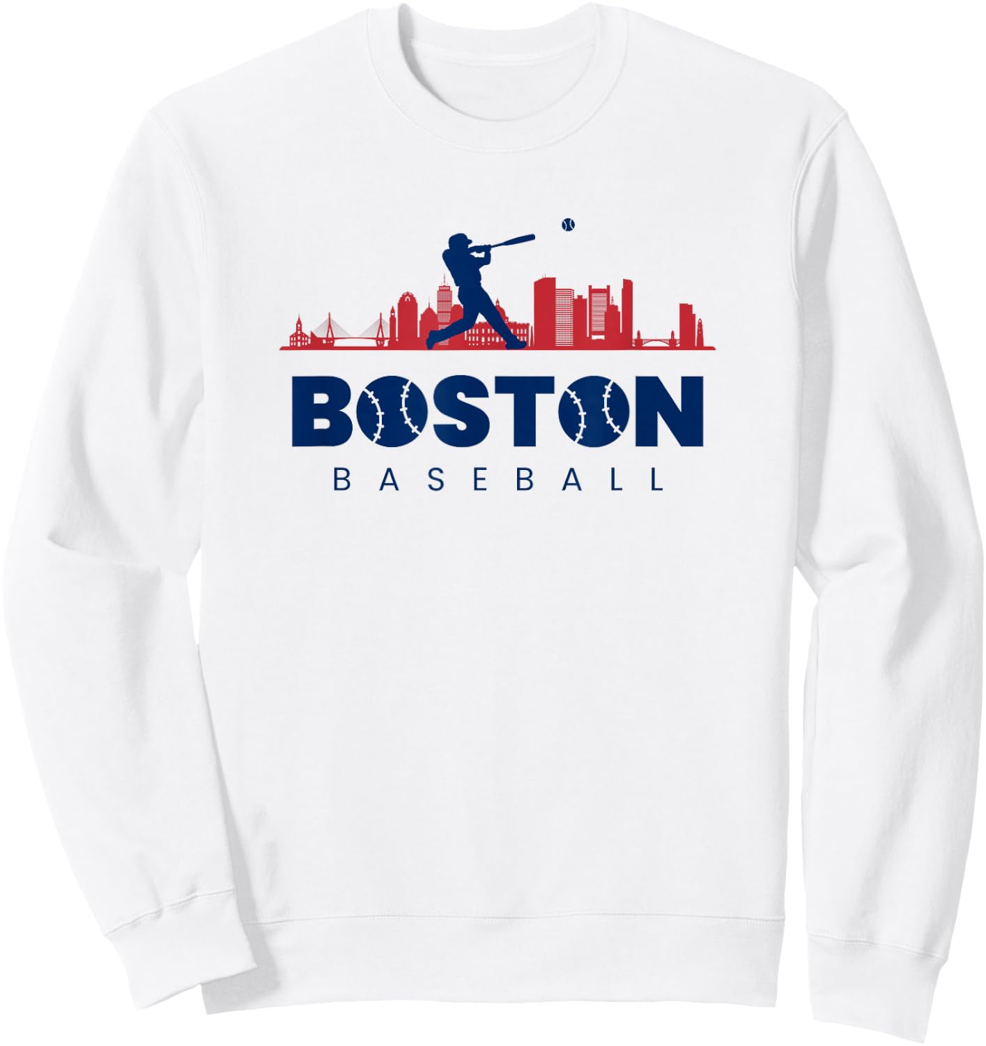 Boston Baseball Vintage Minimalist Retro Baseball Lover Sweatshirt - Sweatshirt | White