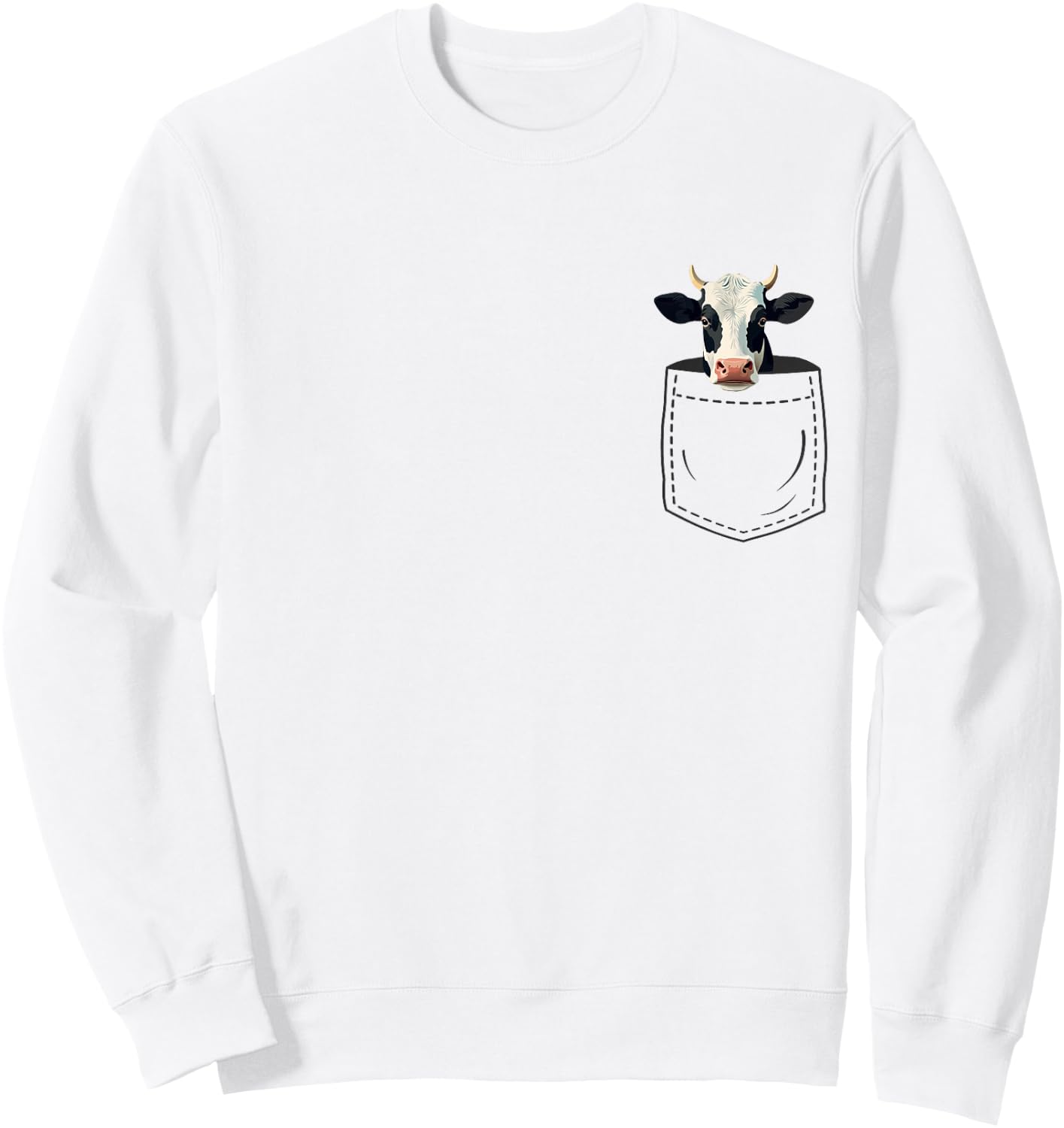Cow in Pocket Sweatshirt - Sweatshirt | White