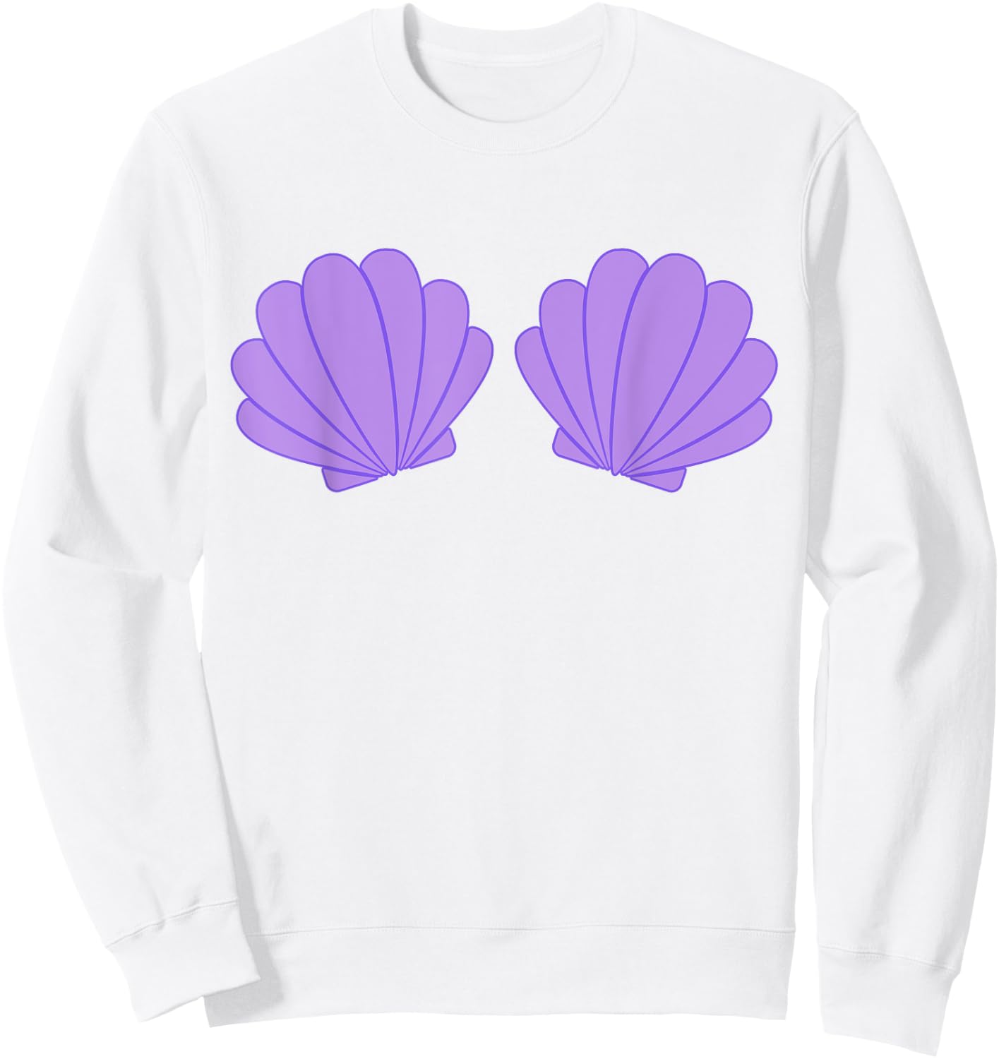 Mermaid Purple Seashell Bra Cartoon Graphic Costume Sweatshirt - Sweatshirt | White