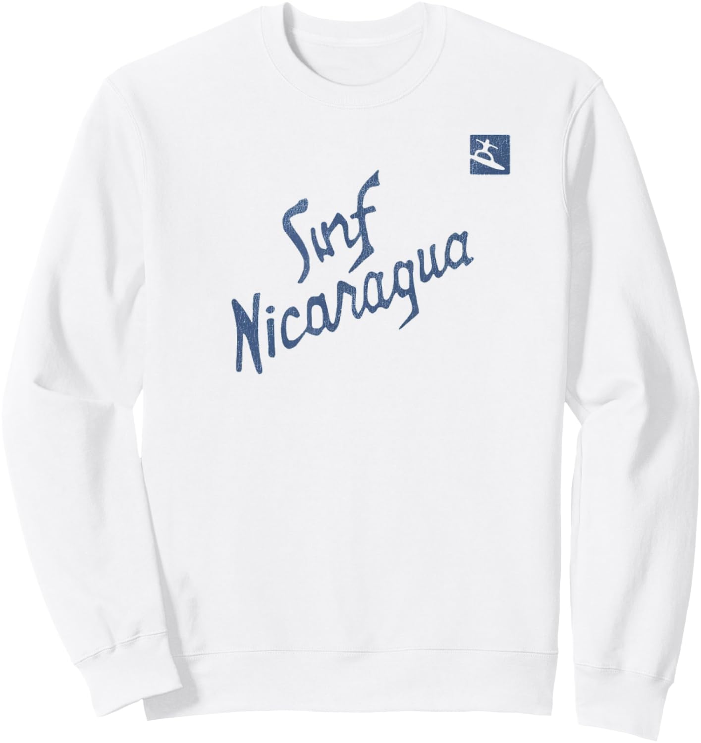 Surf Nicaragua Funny 1980s Retro Vintage Graphic Sweatshirt - Sweatshirt | White