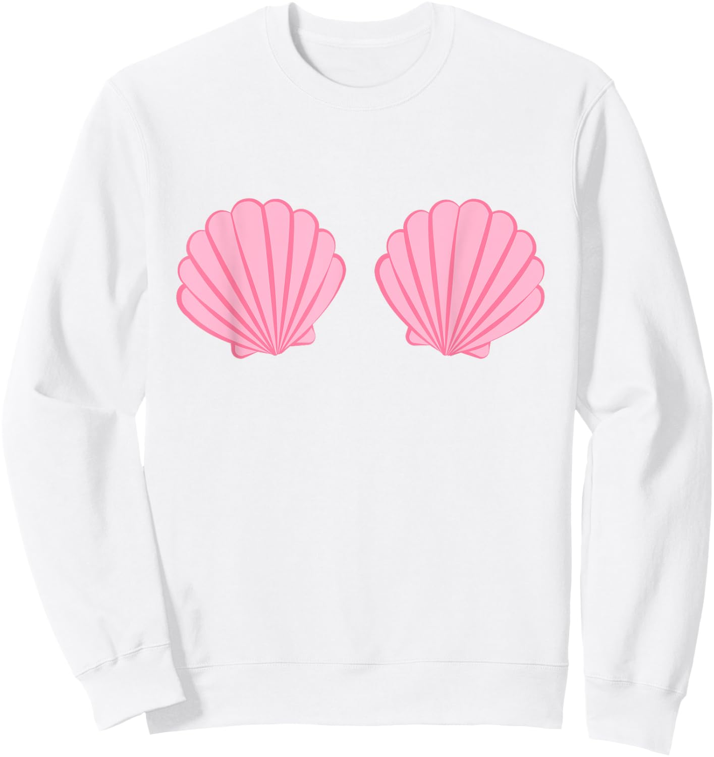 Mermaid Pink Seashell Bra Cartoon Graphic Sweatshirt - Sweatshirt | White