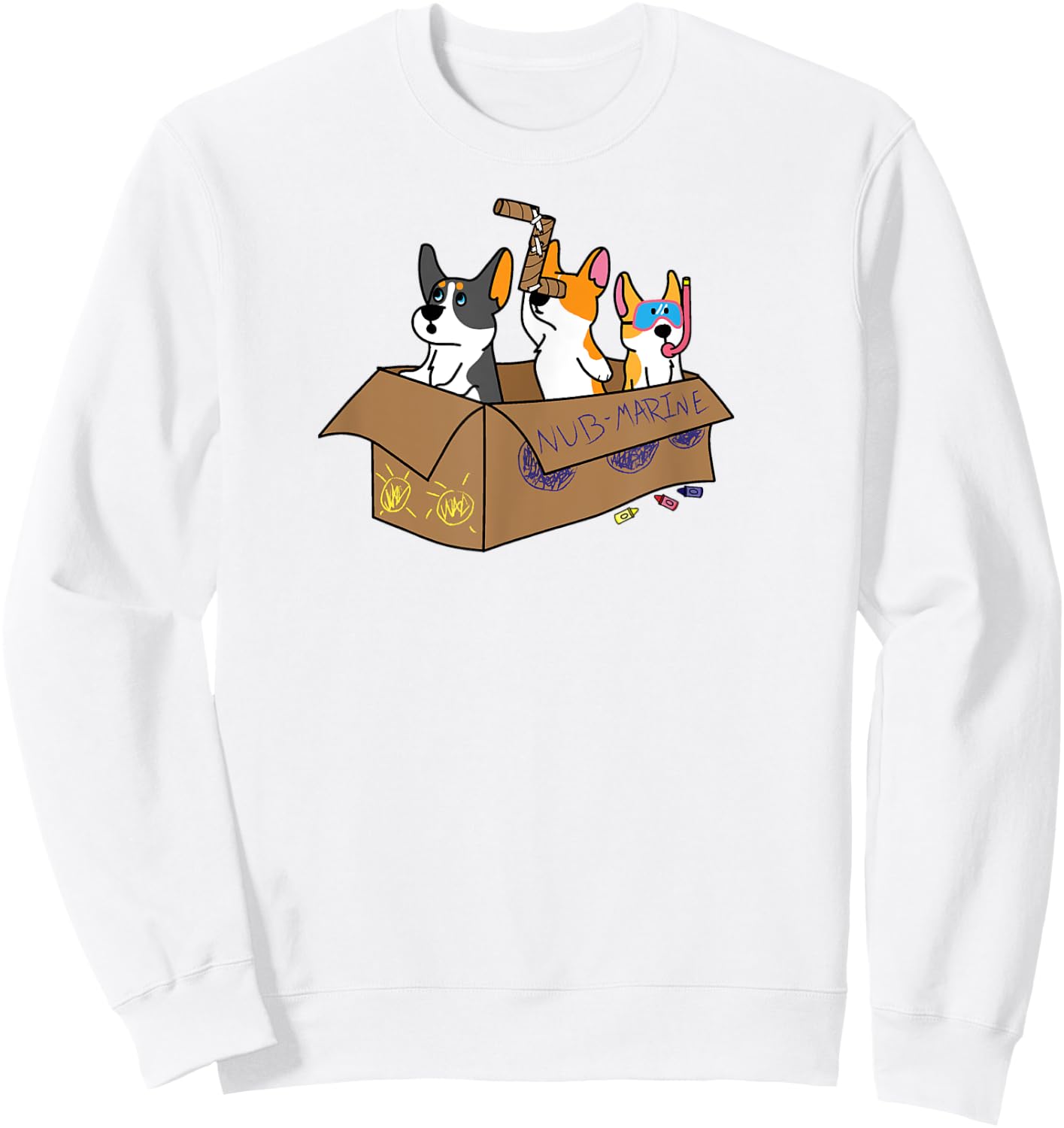 Submarine Corgi Sweatshirt - Sweatshirt | White