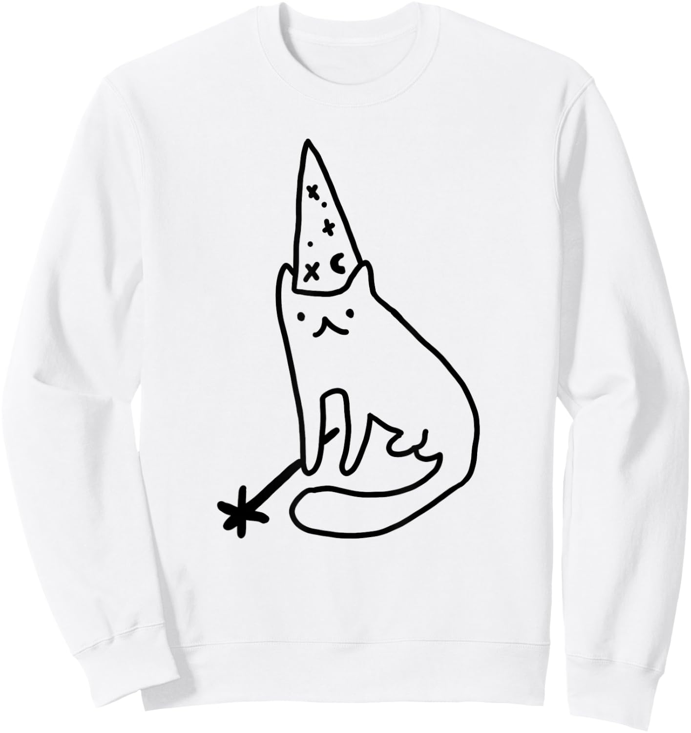 Wizard Cat Funny Meme Drawing Sweatshirt - Sweatshirt | White