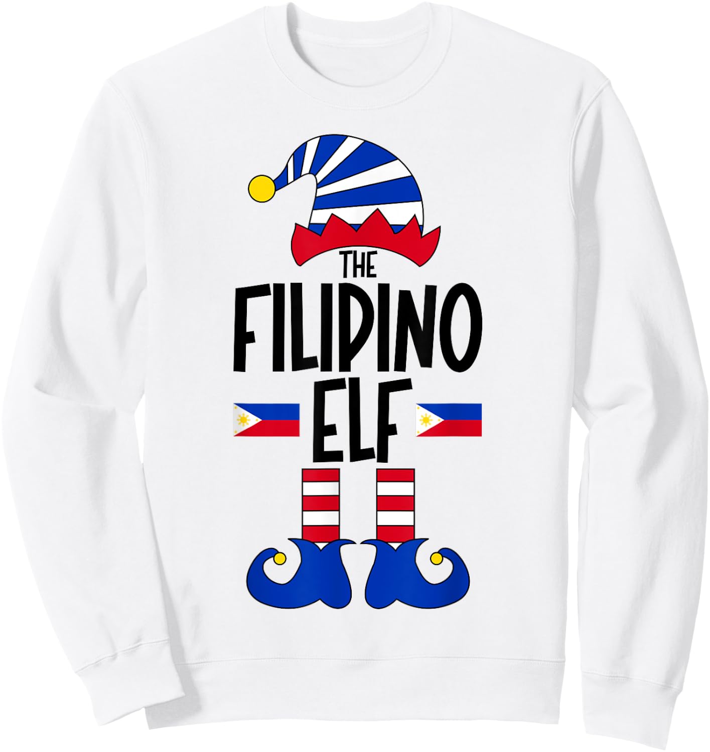 Filipino Elf Philippines Funny Group Matching Christmas Elf Sweatshirt - Sweatshirt | White