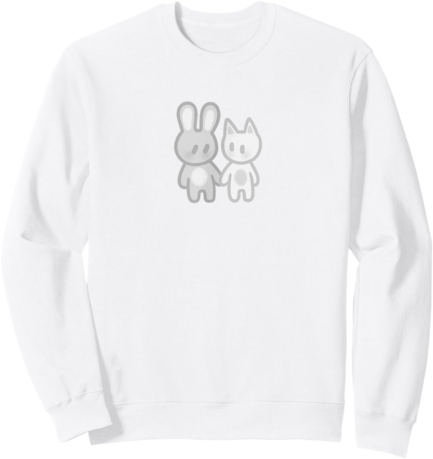 Niedlicher Kawaii Y2K Kokette Hase und Katze Sweatshirt - Sweatshirt | White