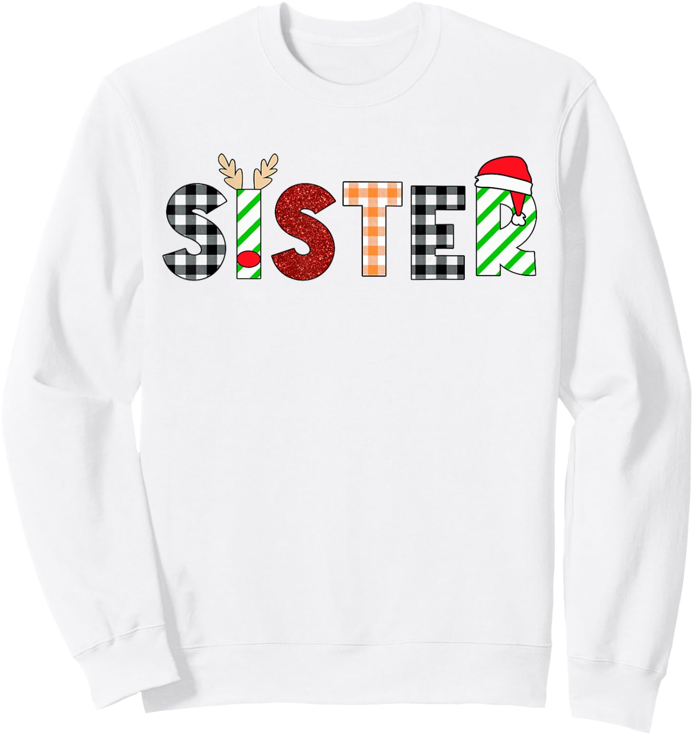 Sister Santa Christmas Family Matching Pajamas Mama Xmas Sweatshirt - Sweatshirt | White