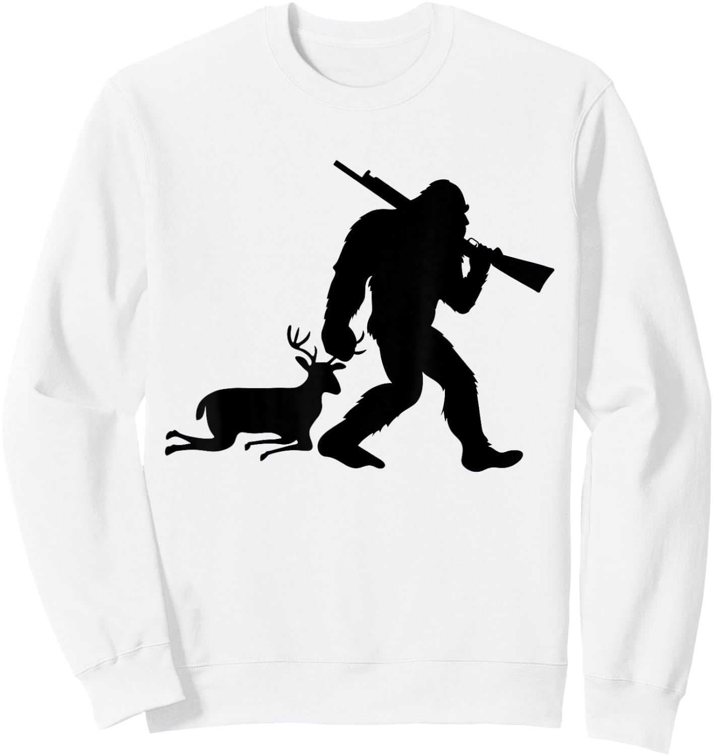 Funny Bigfoot Deer Hunting Sasquatch Dad Men Wildlife Hunter Sweatshirt - Sweatshirt | White