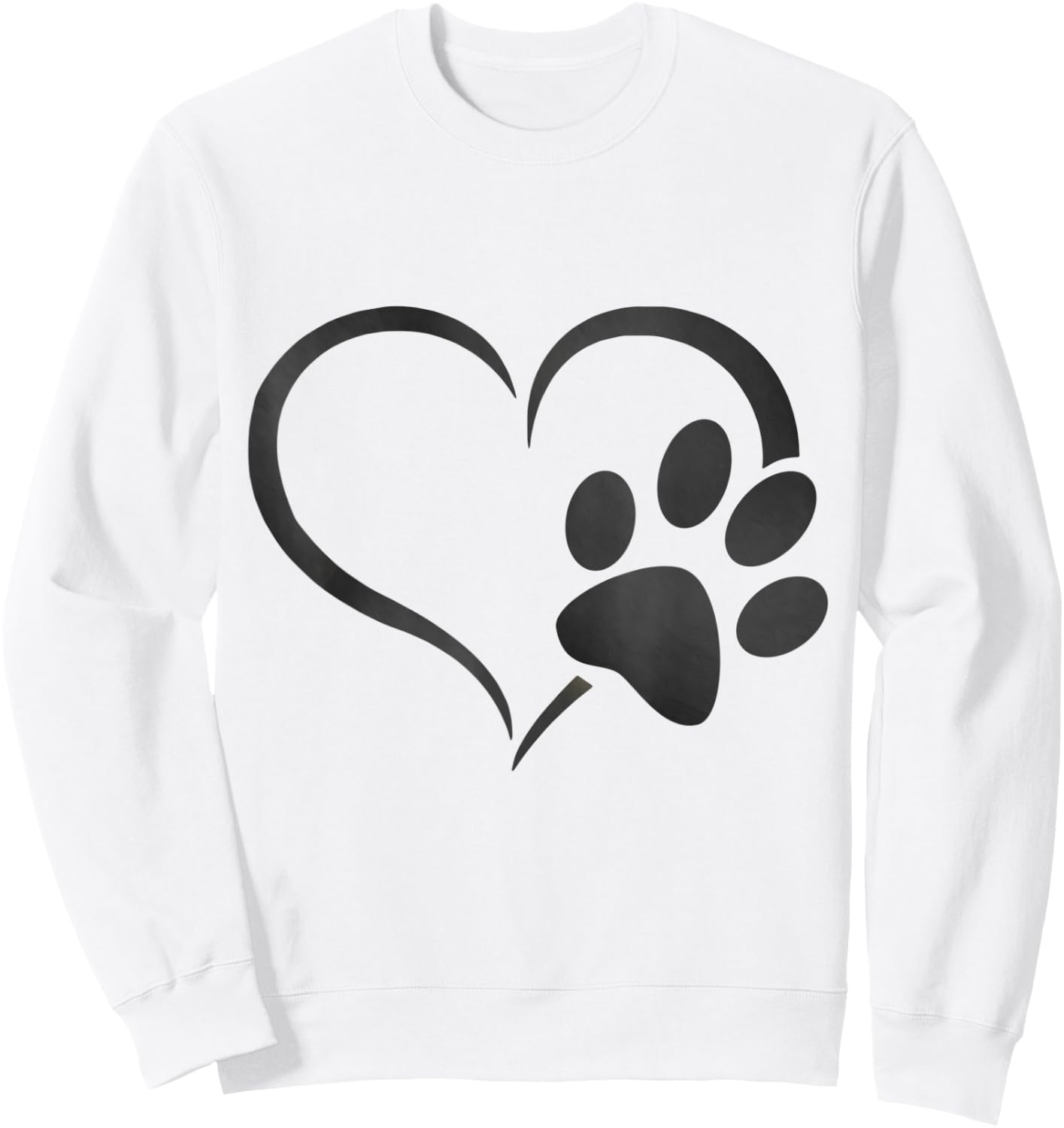 light grey black Dog Paw Print heart For Dogs Lover Women Kids Sweatshirt - Sweatshirt | White