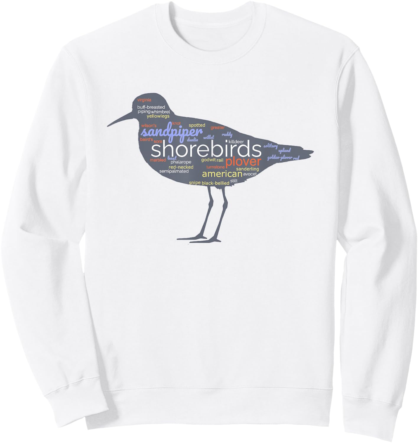 Shorebirds Wordcloud Sandpiper Plover for Bird Lovers Sweatshirt - Sweatshirt | White