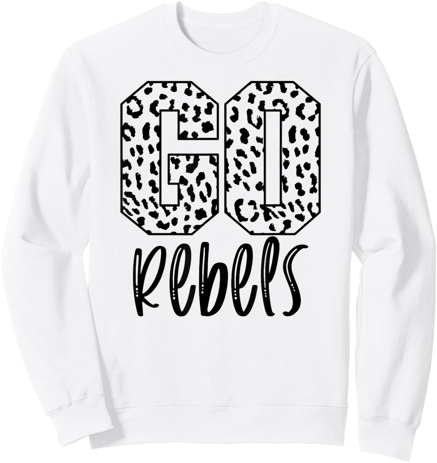 Rebels Team Mascot School Spirit Game Night Leopard Print Sweatshirt - Sweatshirt | White