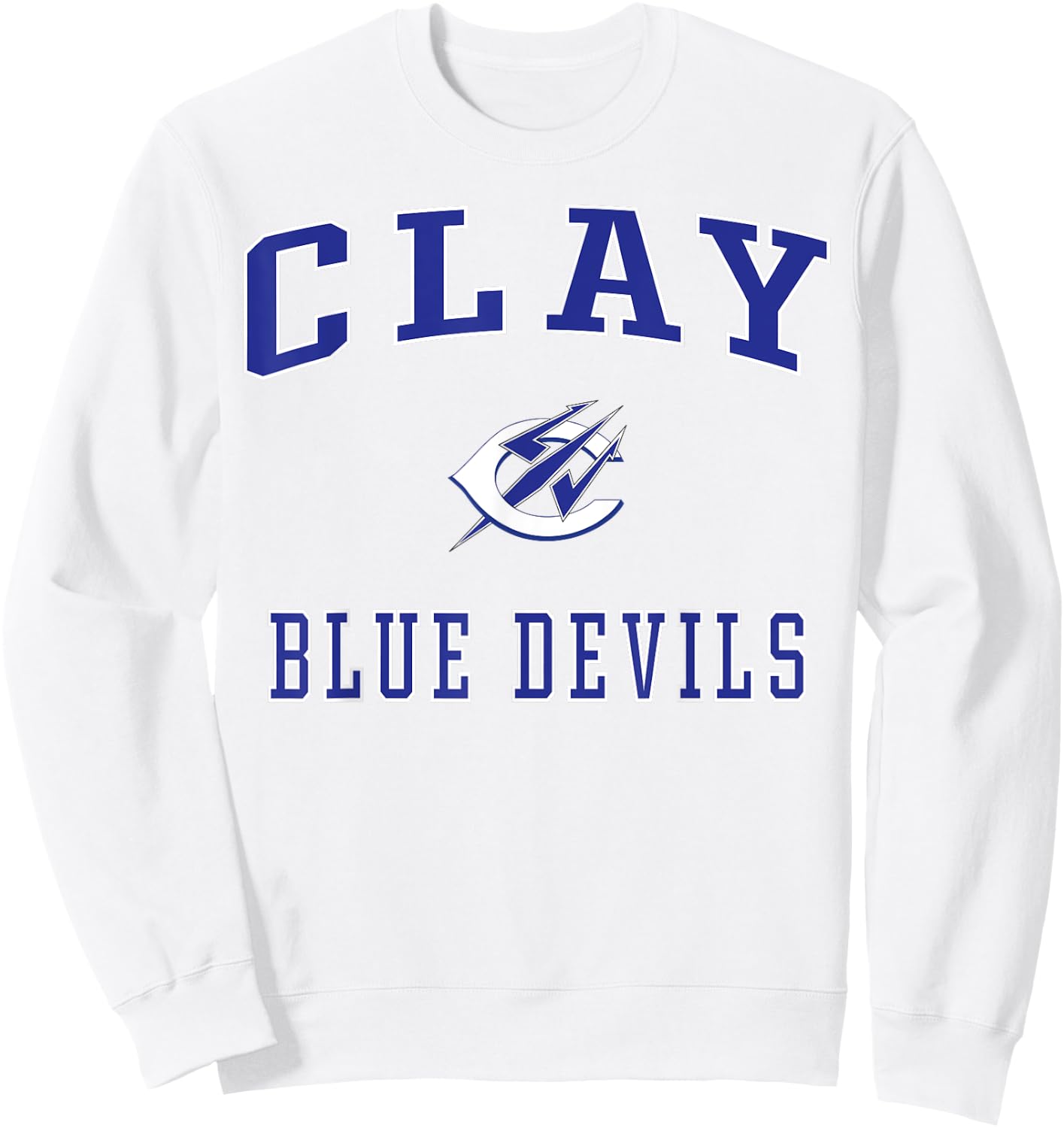 Clay High School Blue Devils Sweatshirt - Sweatshirt | White