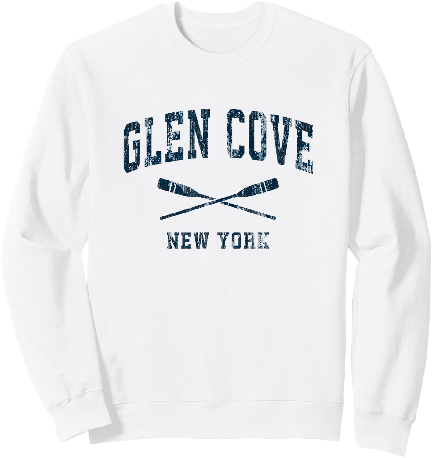 Glen Cove New York Vintage Nautical Paddles Sports Oars Sweatshirt - Sweatshirt | White