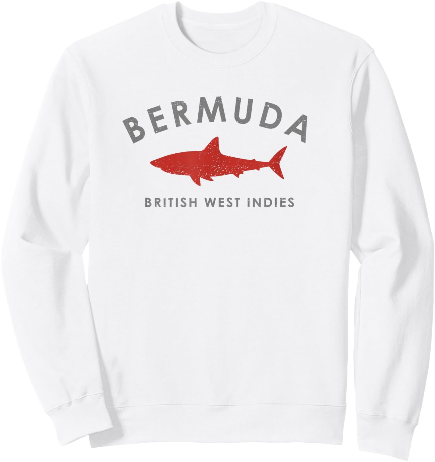 Vintage Bermuda Retro Shark Graphic Souvenir Sweatshirt - Sweatshirt | White