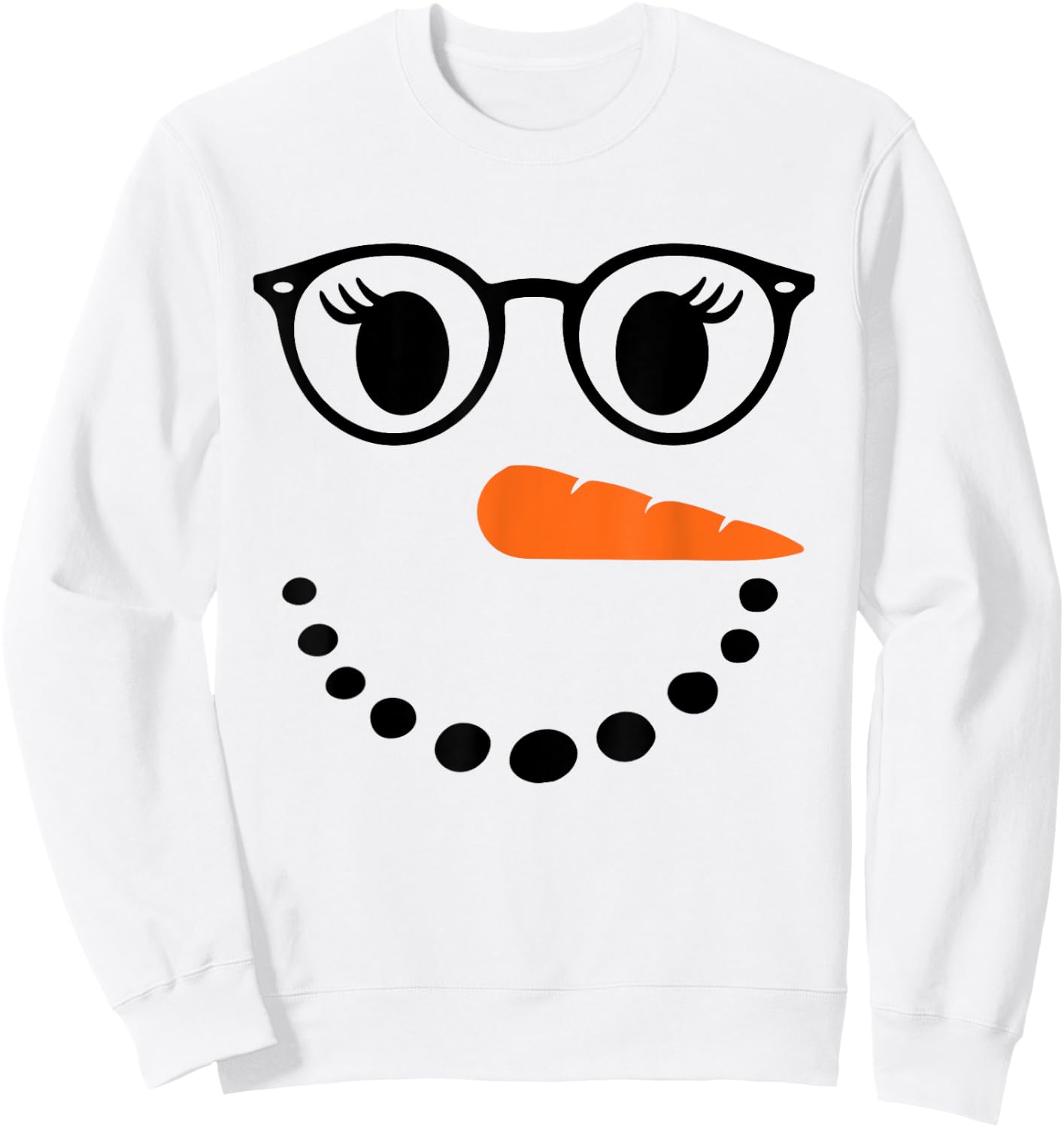 Eyelashes Girls Snowman Face Costume Girls Women Glasses Sweatshirt - Sweatshirt | White