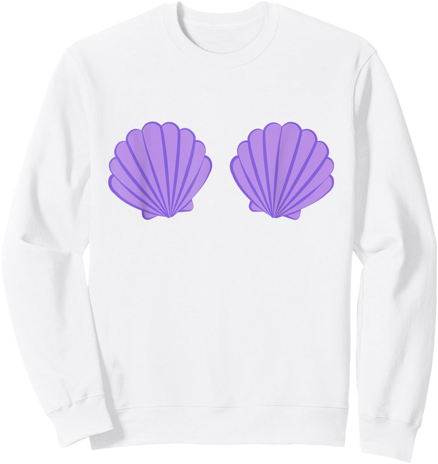 Mermaid Purple Seashell Bra Cartoon Graphic Sweatshirt - Sweatshirt | White
