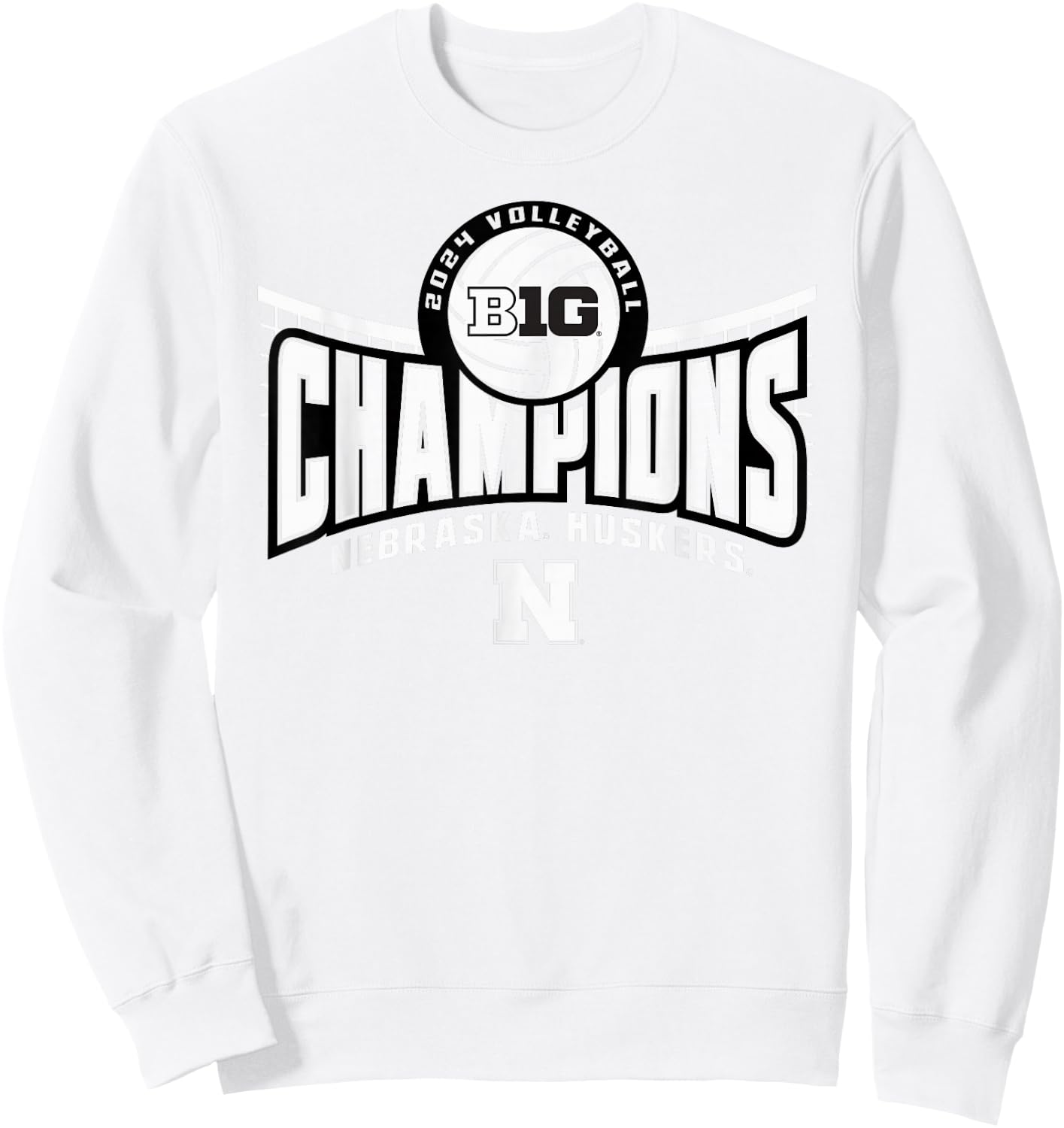 Nebraska Cornhuskers Big Ten Champs 2024 Women's Volleyball Sweatshirt - Sweatshirt | White
