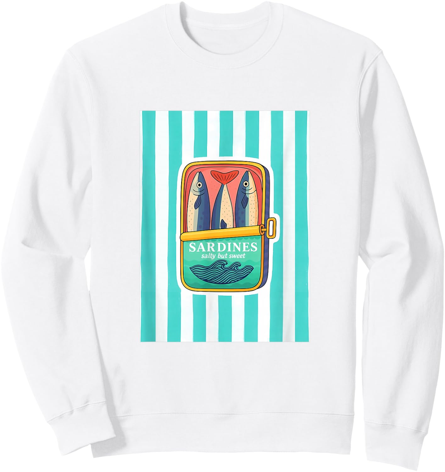 Sardines Tinned Fish Retro Graphic Summer Women Sweatshirt - Sweatshirt | White