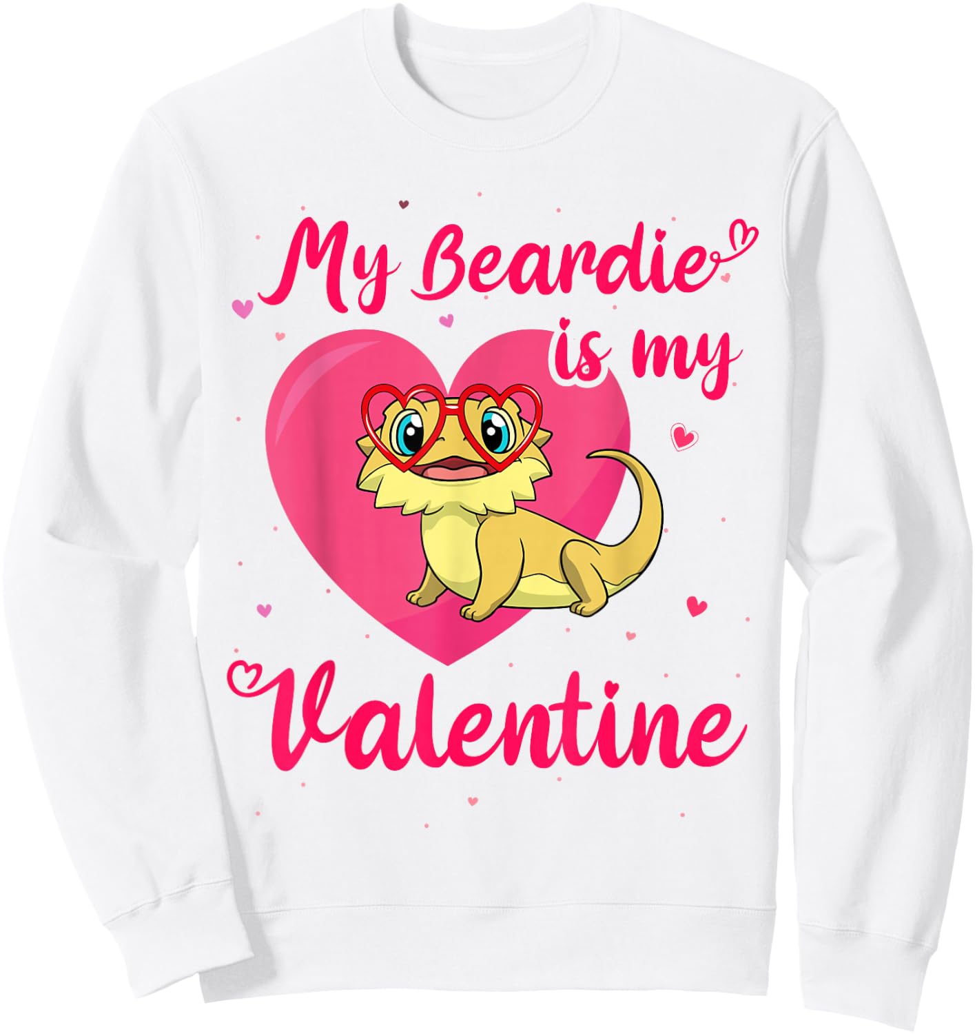 Bearded Dragon Valentines Day Beardie Cute Lizard Valentine Sweatshirt - Sweatshirt | White