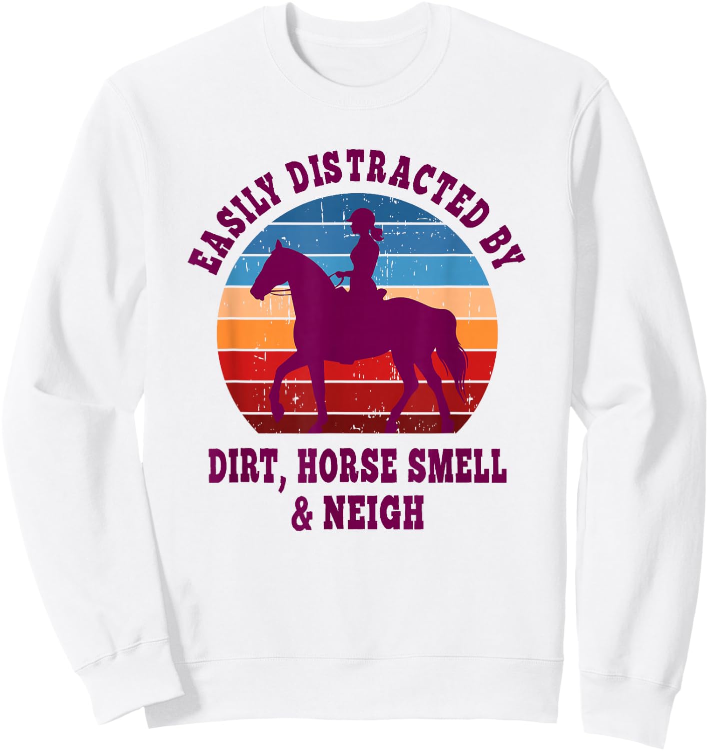 Retro Horse Smell And Neigh Horse Girl Sweatshirt - Sweatshirt | White