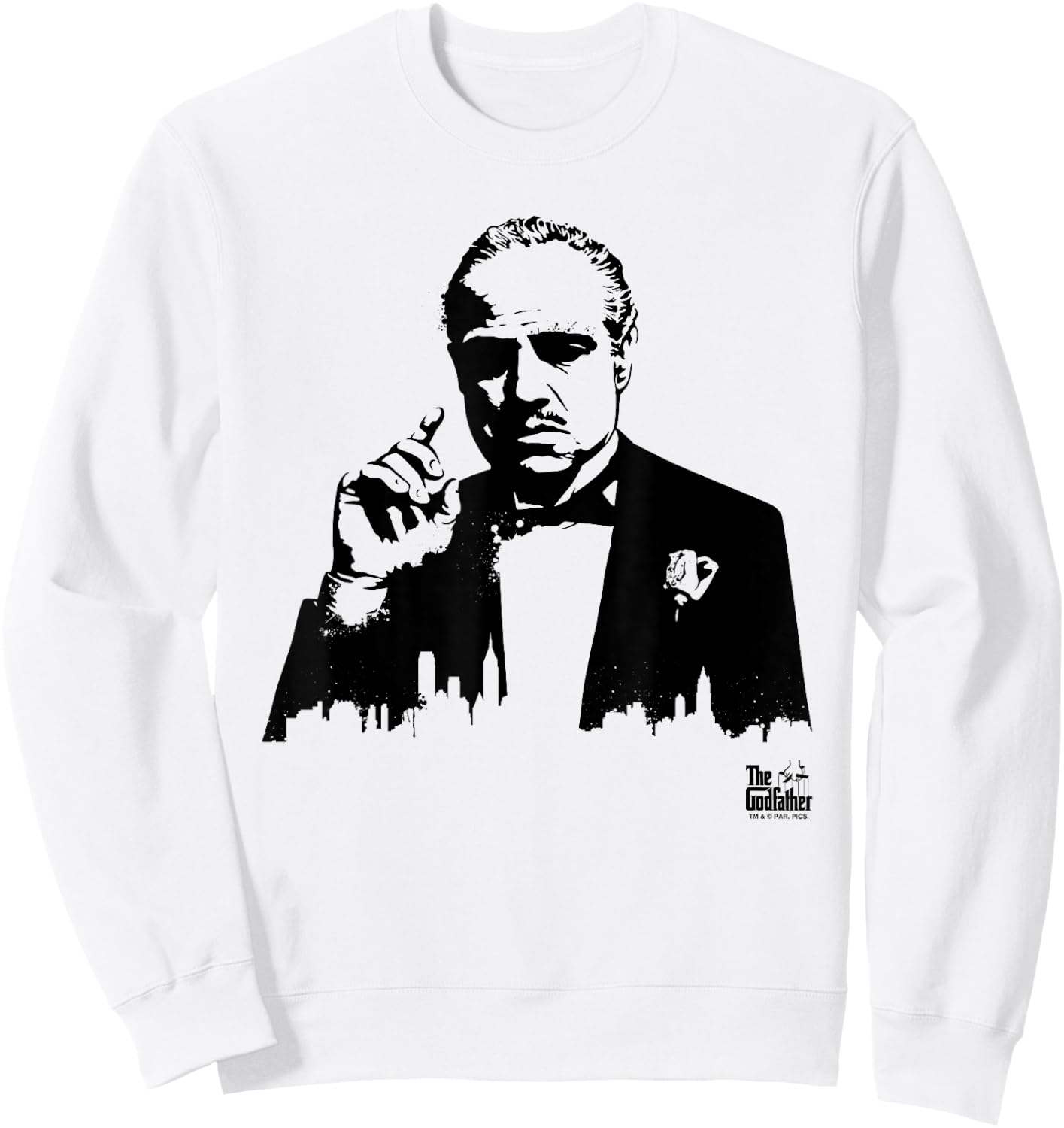 The Godfather Don Vito Corleone City Skyline Silhouette Sweatshirt - Sweatshirt | White