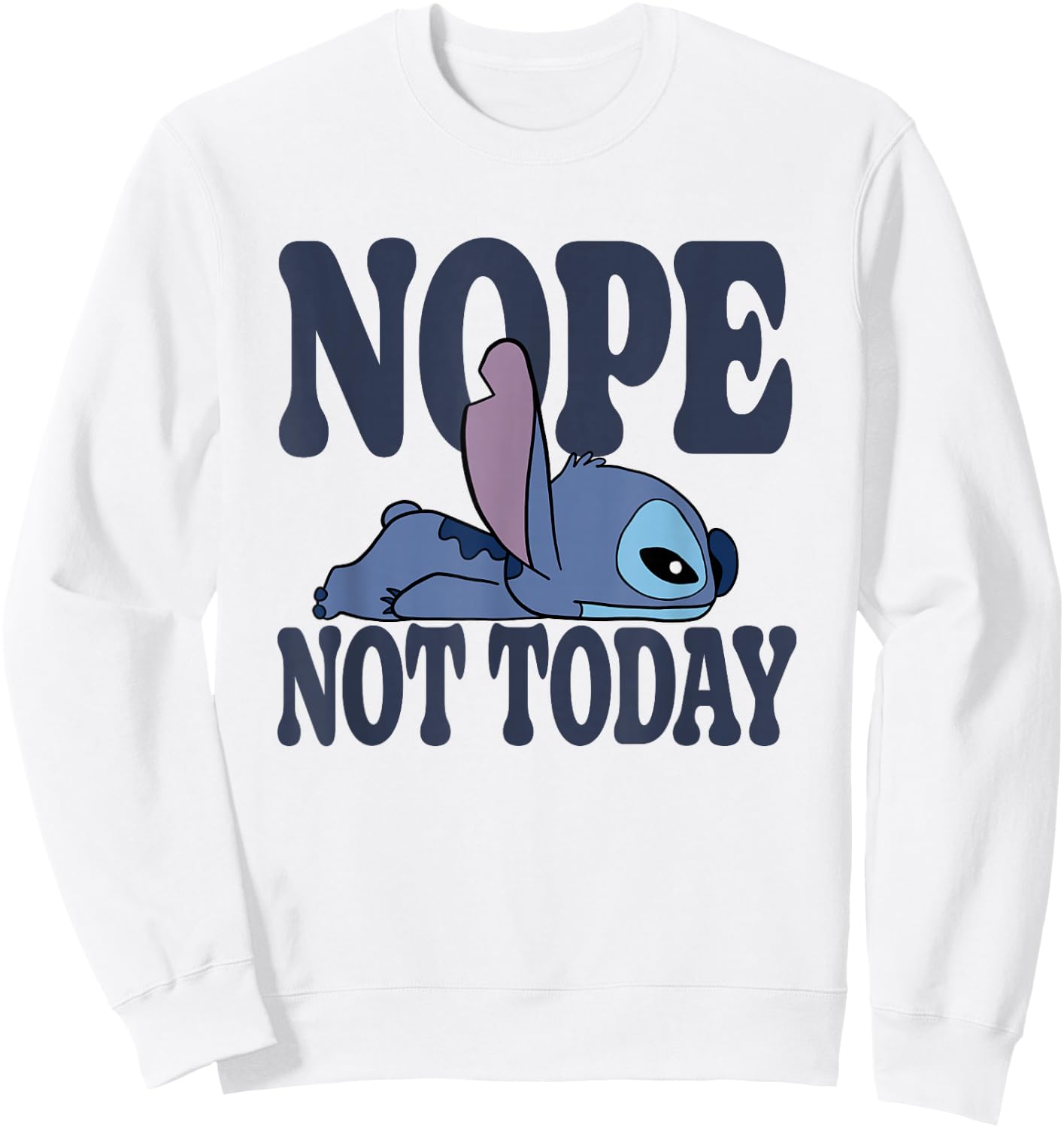 Disney Lilo & Stitch Nope Not Today Sleepy Stitch Sweatshirt - Sweatshirt | White