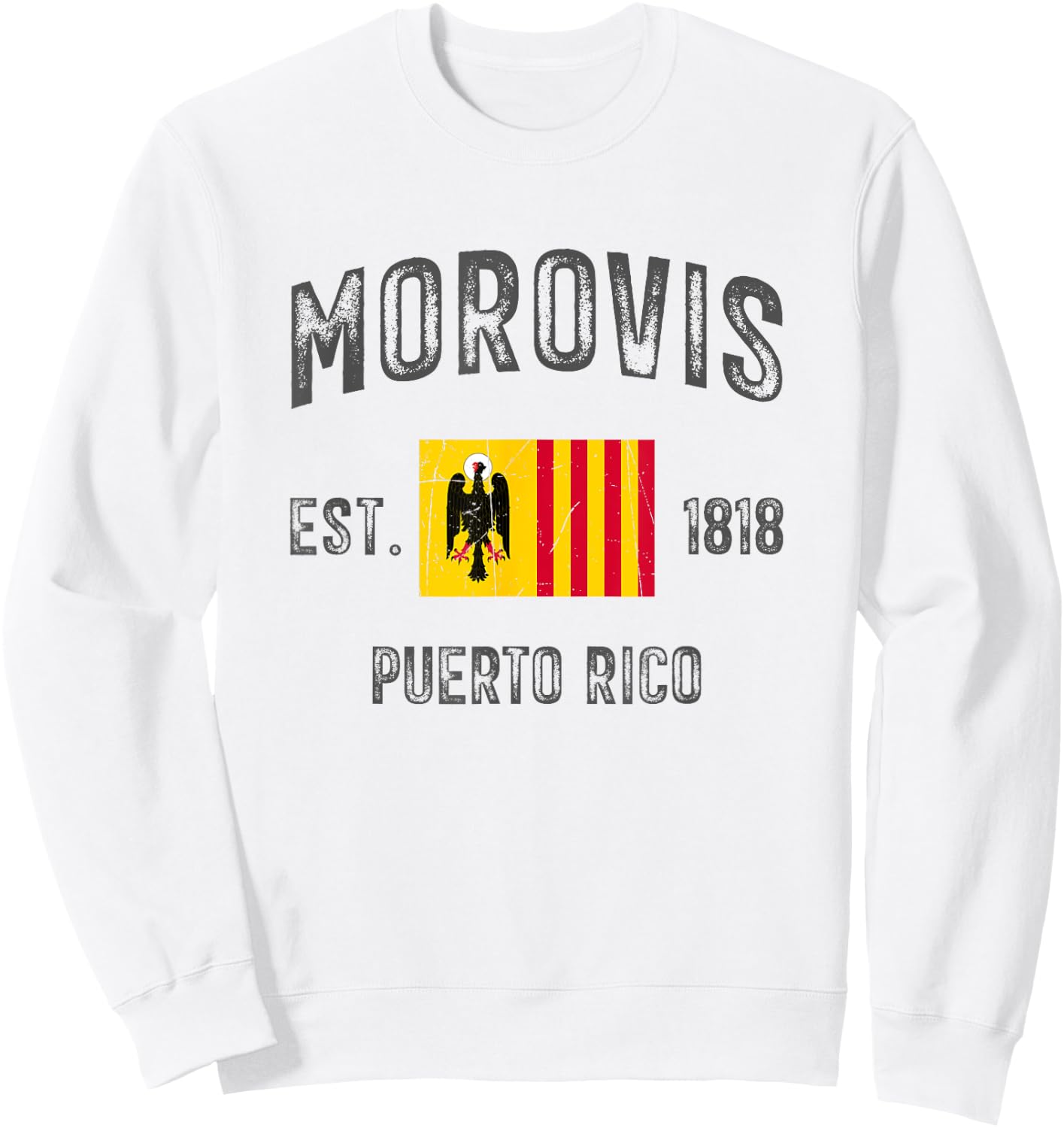 Vintage Morovis EST.1818 Puerto Rico Flag Design Sweatshirt - Sweatshirt | White