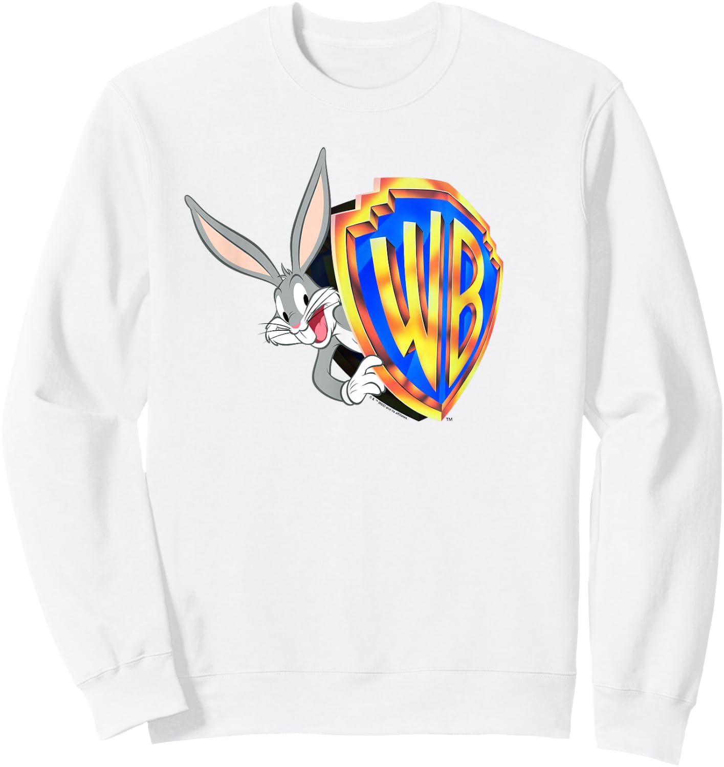 WB100 Looney Tunes Bugs Bunny Warner Bros. Surprise Logo Sweatshirt - Sweatshirt | White
