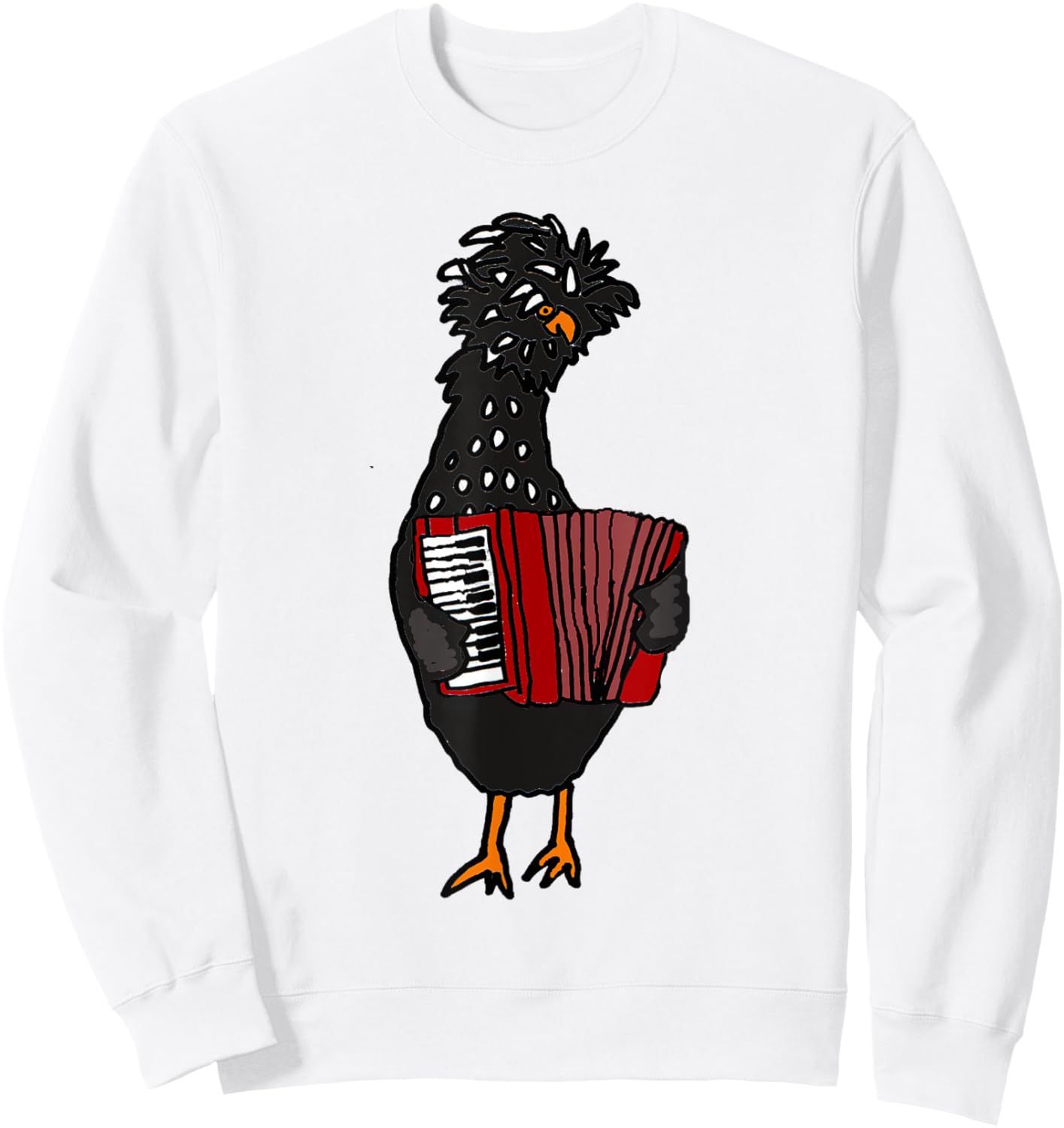 Smiletodaytees Fun Polish Chicken Playing Accordion Sweatshirt - Sweatshirt | White