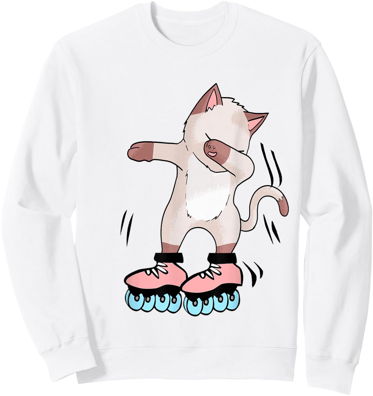 Teenager Animal Roller Skates Cat Skater Fashion Party Outfit White Women Girls Kids Sweatshirt - Sweatshirt | White