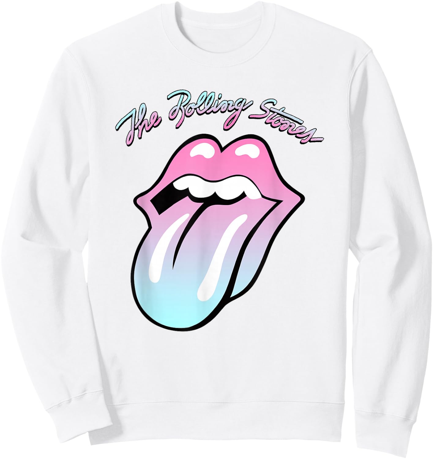 Official Rolling Stones Gradient Tongue , White Sweatshirt - Sweatshirt | White
