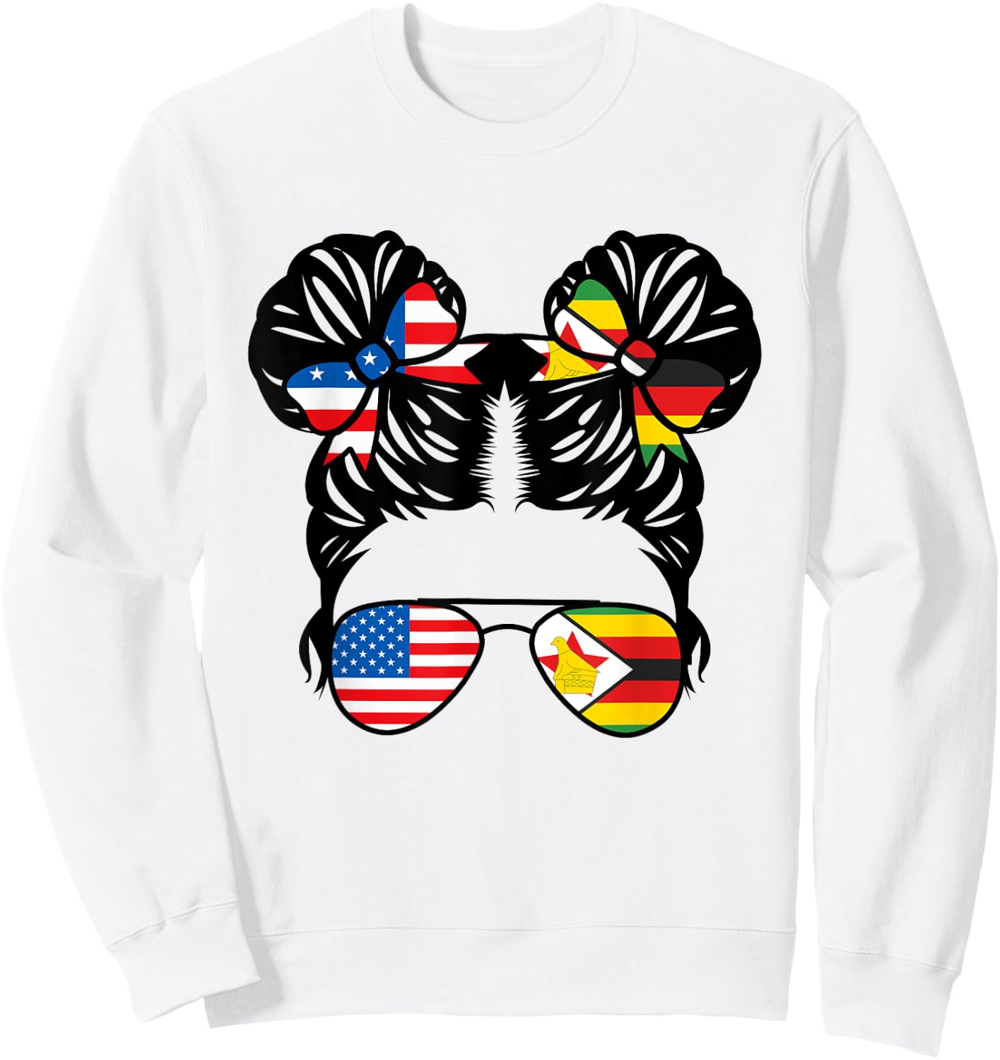 Half American Zimbabwean Girl USA Zimbabwe Flag Patriot Sweatshirt - Sweatshirt | White
