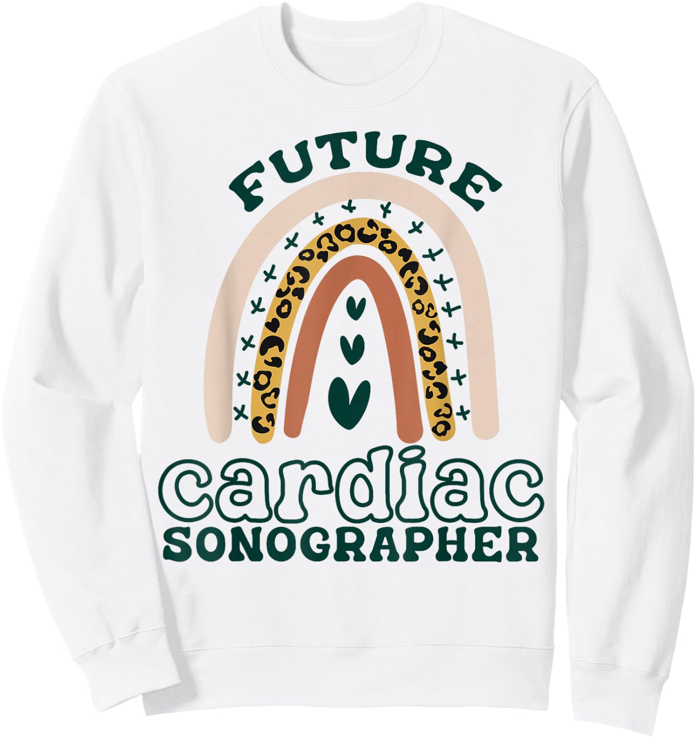 Future Cardiac Sonographer Tech Boho Rainbow Leopard Cute Sweatshirt - Sweatshirt | White