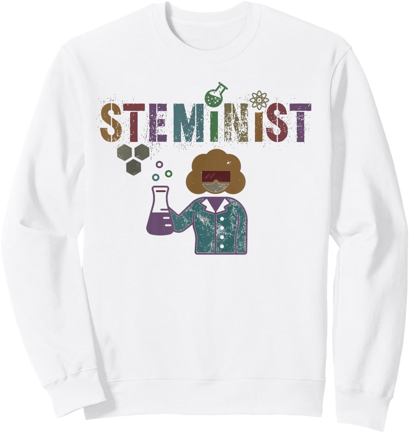 Funny STEMINIST Science STEM Women In Engineering Squad Sweatshirt - Sweatshirt | White
