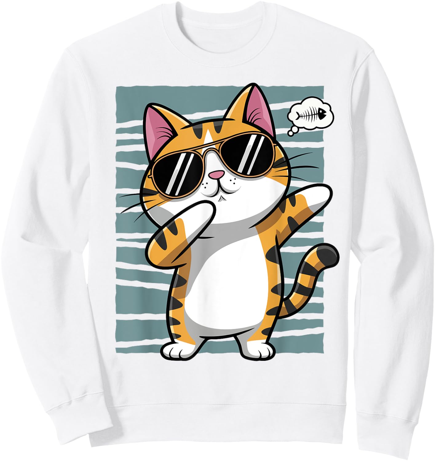 Funny Funny Cat Boy Girl Dab Dabbing Cat , white, S Sweatshirt - Sweatshirt | White