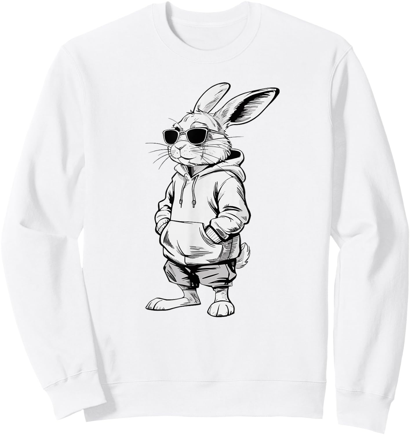 Bunny face with sunglasses easter rabbit men boys kids Sweatshirt - Sweatshirt | White